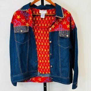 Rene Derhy Collection Denim Jacket & Sleeveless Top Set Size S Vintage